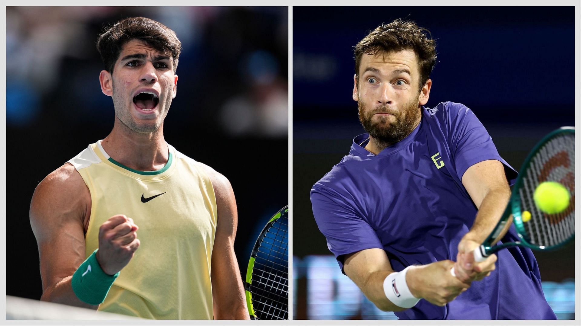 Carlos Alcaraz will face Quentin Halys in the second round of the BNP Paribas Open 2025 at Indian Wells. (Photos: Getty)