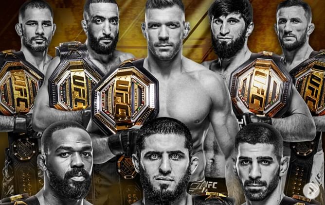 Ex-UFC star shares one-word reaction to current UFC men's undisputed champions list ft. Jon Jones, Ilia Topuria, and the rest's staggering record