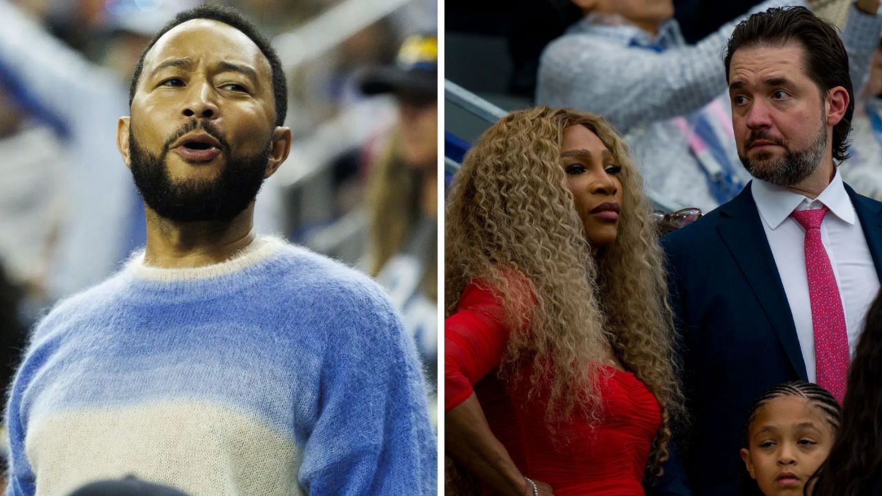 John Legend (L) and Serena Williams with husband Alexis Ohanian (R) - Source: Getty