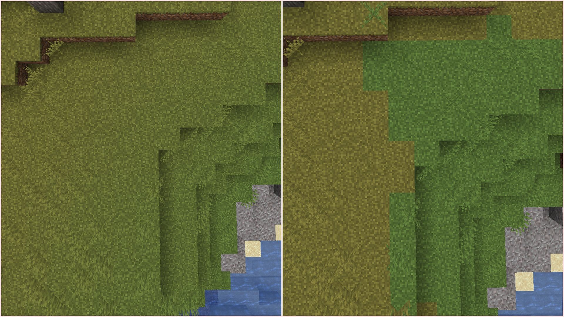 Biome blend is a setting that determines how gradual the color change is between blocks of different biomes (Image via Sportskeeda Gaming/Mojang Studios)