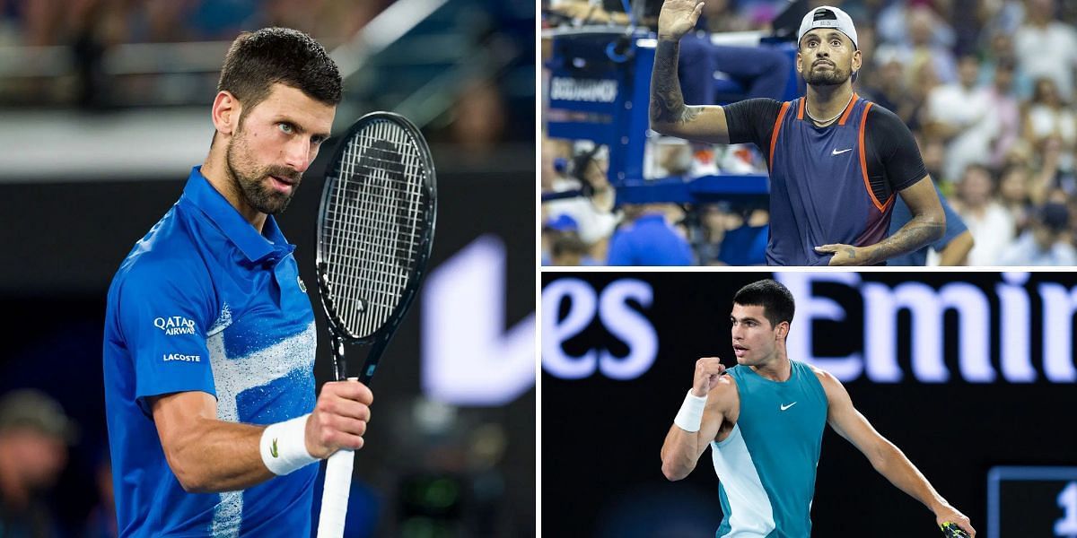 Novak Djokvic could have to go through Nick Kyrgios and Carlos Alcaraz to win the BNP Paribas Open 2025. (Photos: Getty)