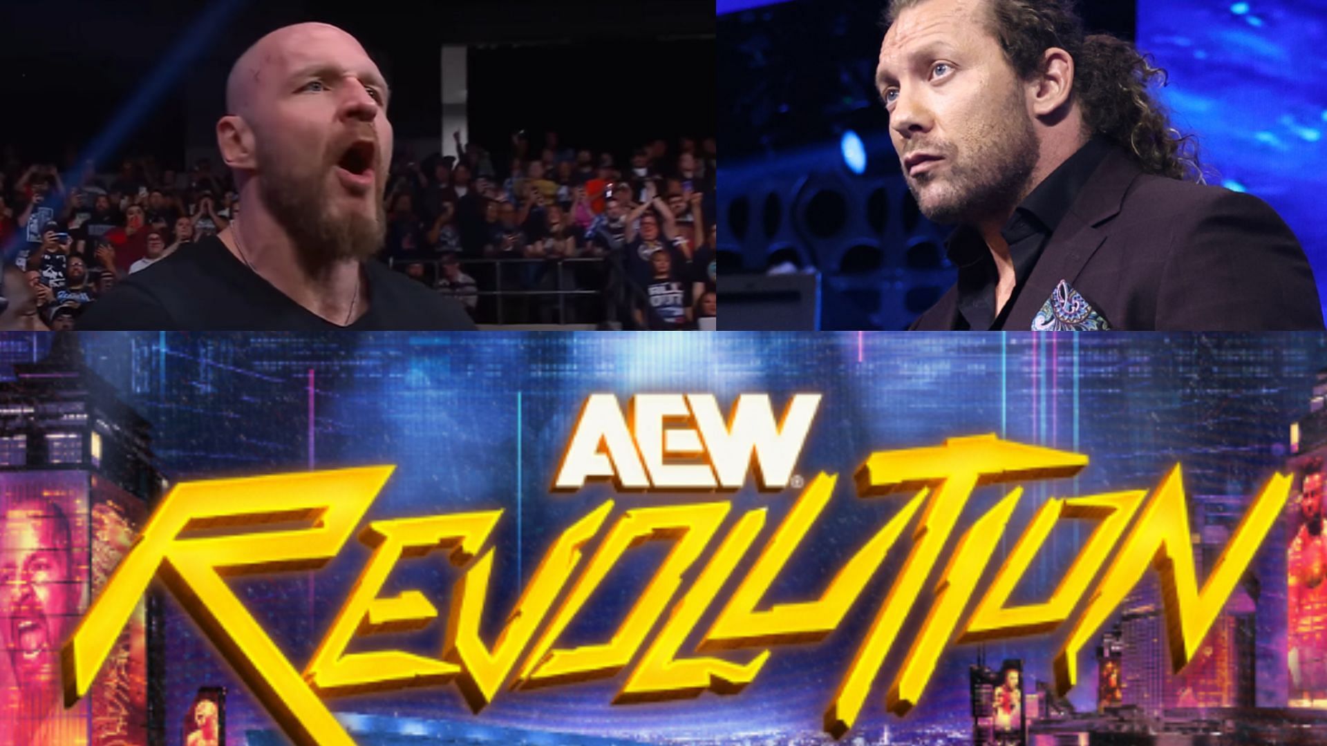 Both Jon Moxley (left) and Kenny Omega (right) will be in action at AEW Revolution [Image Credits: AEW;s YouTube channel, Facebook page and website]