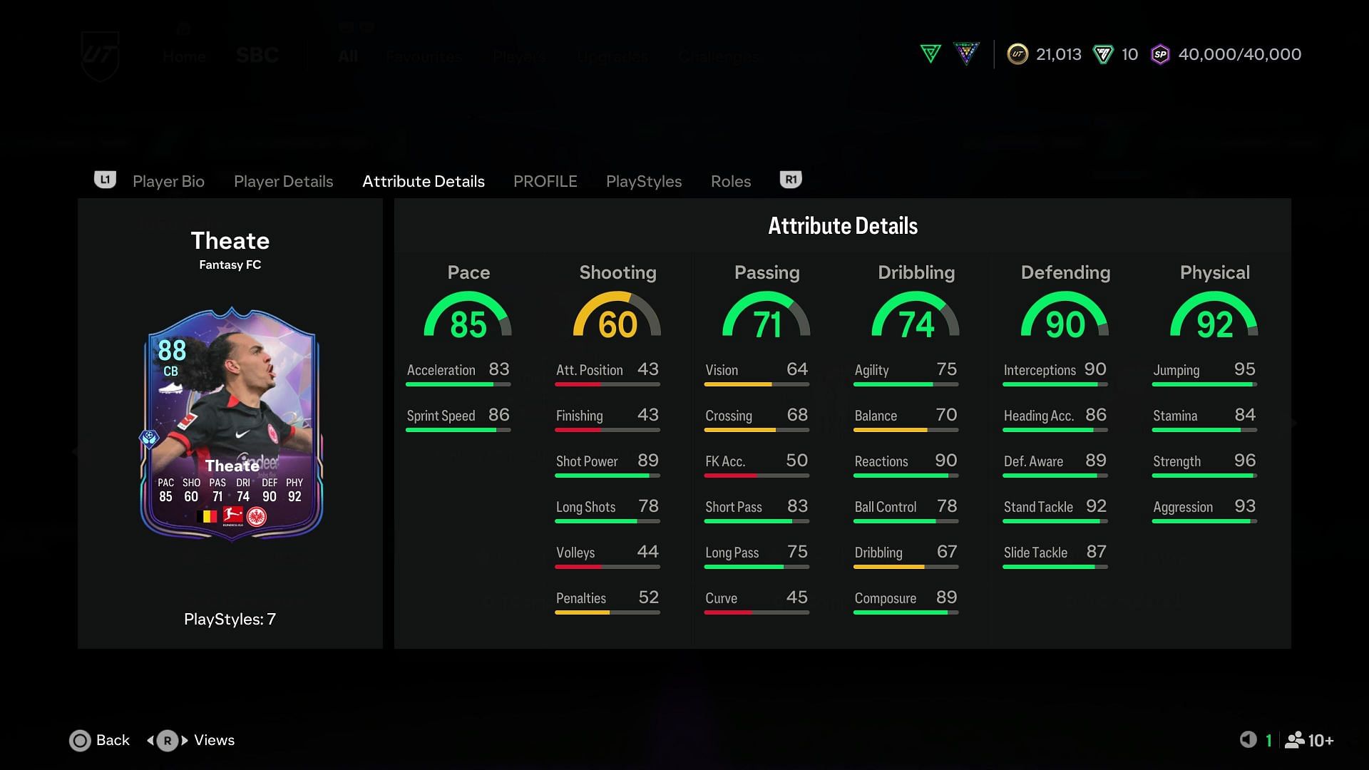 The card has amazing stats (Image via EA Sports)