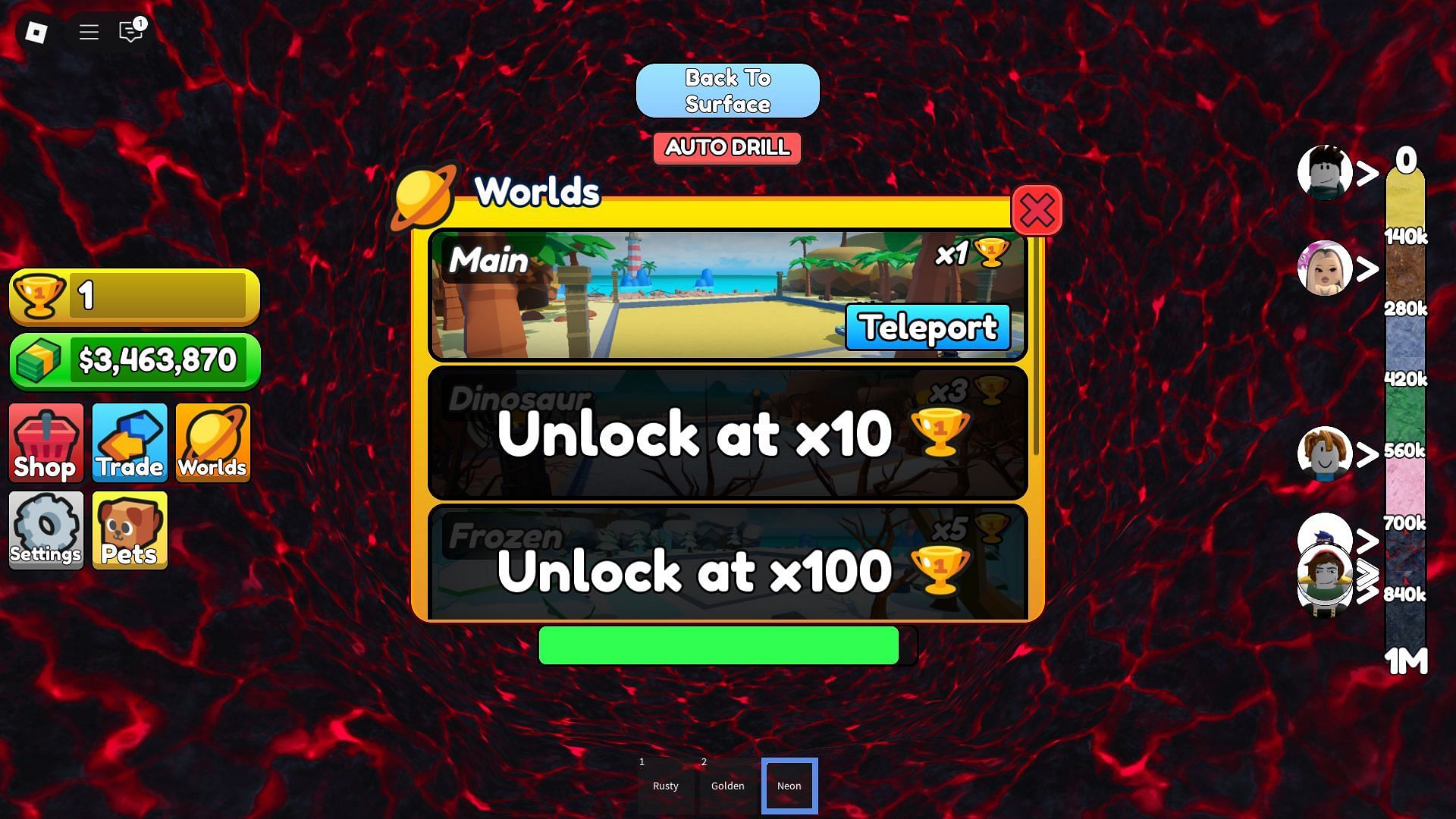 World selection (Image via Roblox)