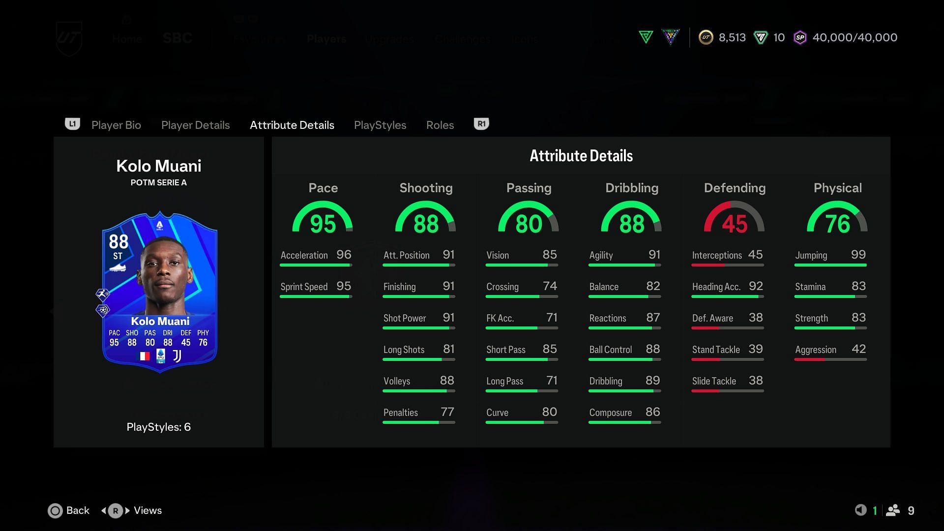 The card has amazing stats (Image via EA Sports)