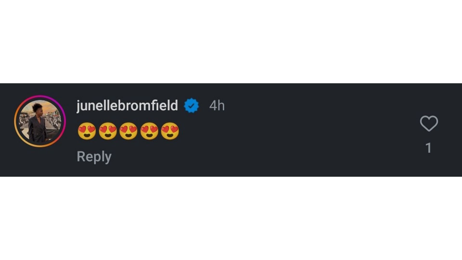 Screenshot of Junelle Bromfield&#039;s comment on Neita&#039;s post (Image via: Neita&#039;s Instagram)