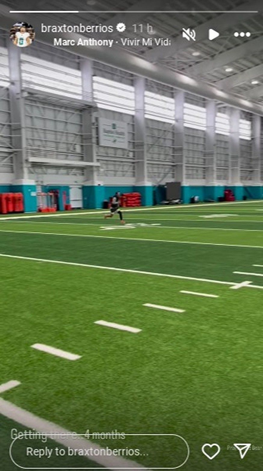 Still from Dolphins WR Braxton Berrios&#039;s Instagram story/@braxtonberrios