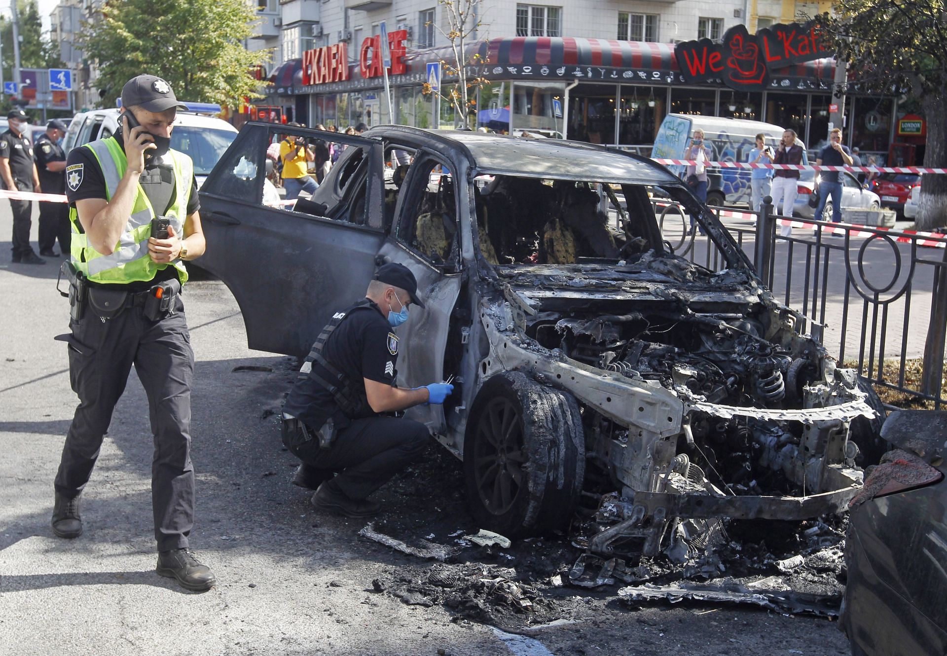 Two Cars Caught Fire In Kyiv - Source: Getty