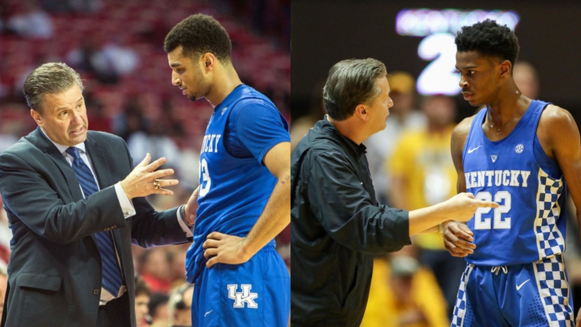 John Calipari with Jamal Murray and Shai Gilgeous-Alexander during their time together at Kentucky. Source: Imagn