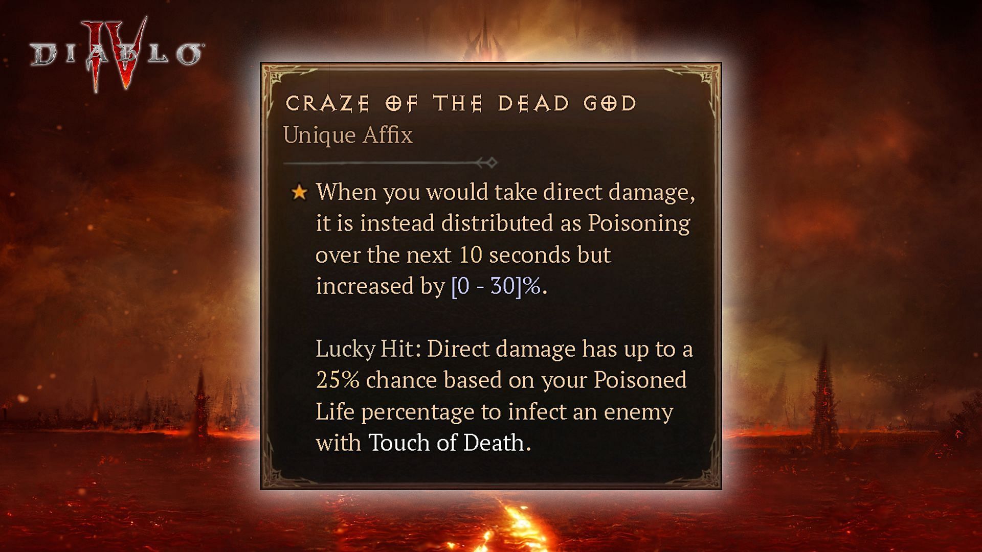 Unique effect of Caze of the Dead God (Image via Blizzrd Entertainment)