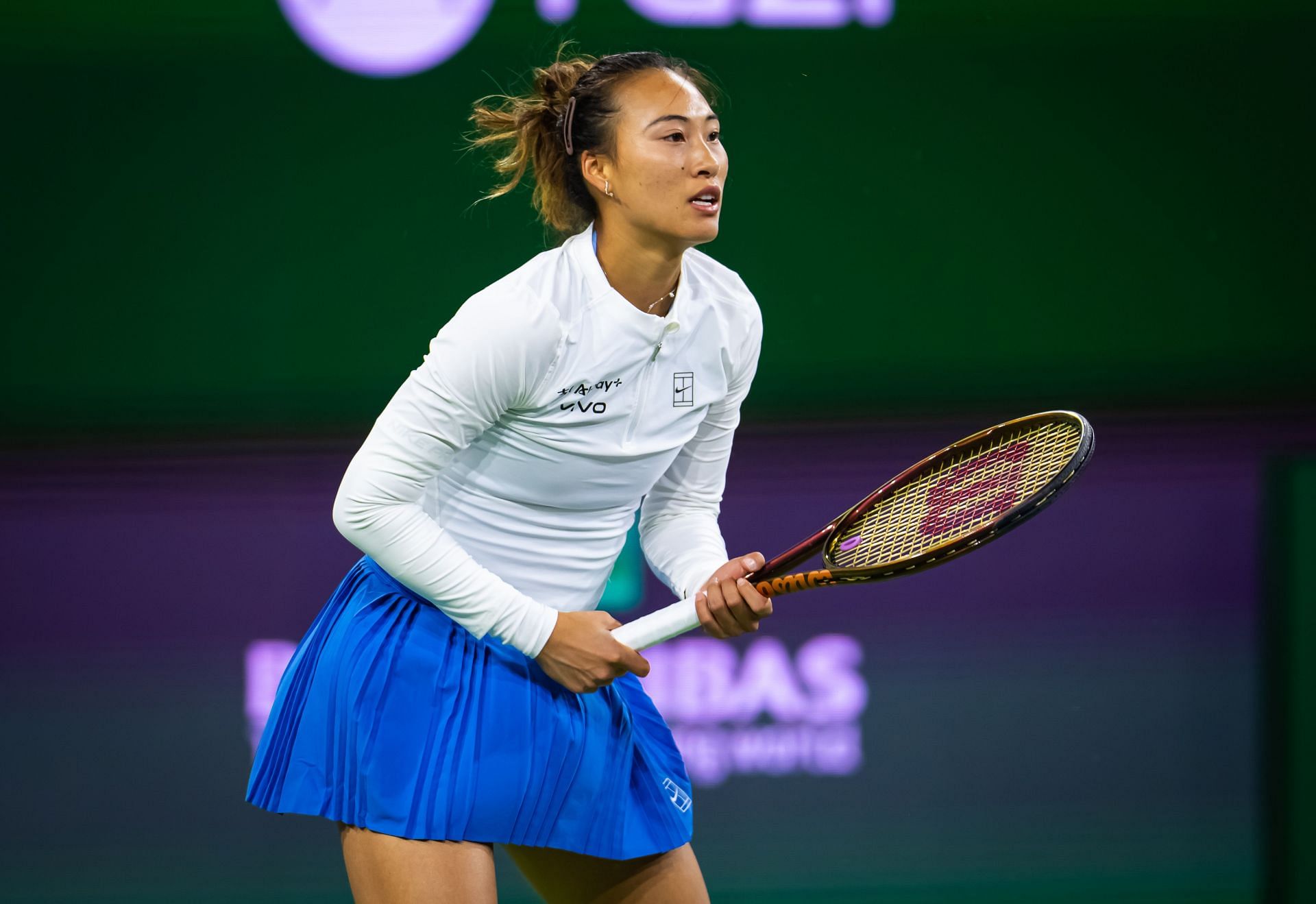 Zheng in action at the BNP Paribas Open - Source: Getty