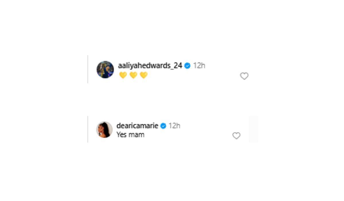 Dearica Hamby and Aaliyah Edwards comment on Coco Gauff&#039;s post on Instagram