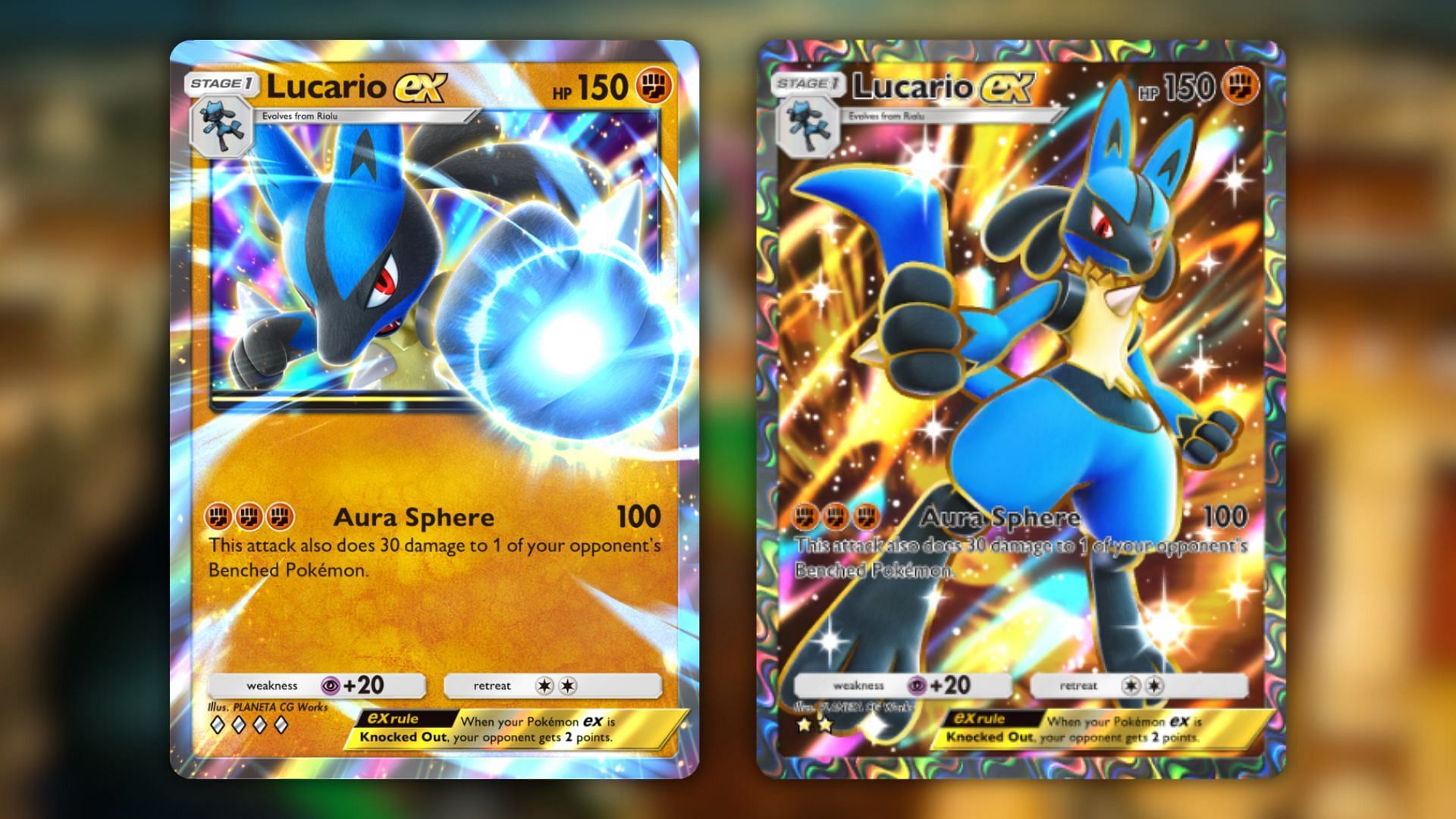 Lucario ex&#039;s cards (Image via The Pokemon Company)