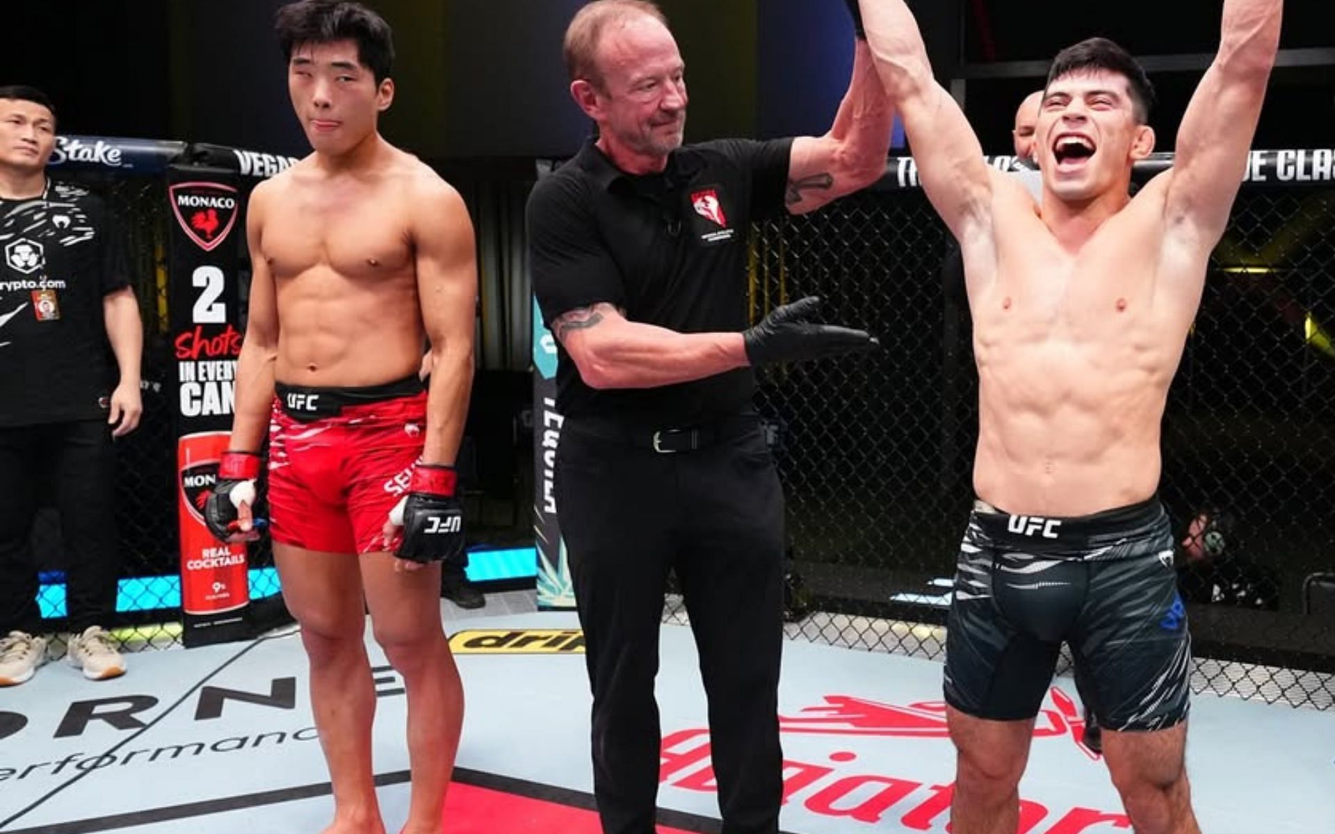 A young UFC talent (right) calls for his opponent (left) to get another chance in the promotion. [Image courtesy: @ufcespanol on Instagram]