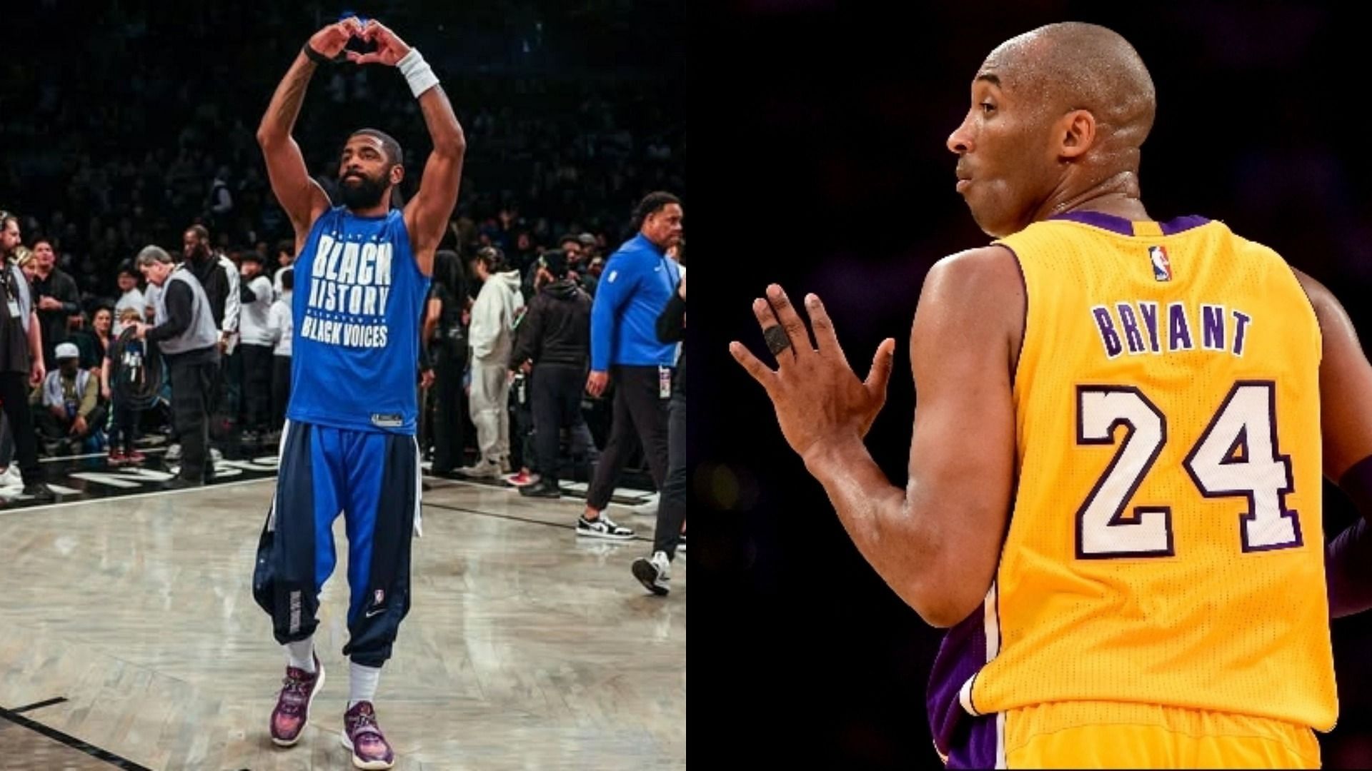 An image of Kyrie Irving and Kobe Bryant side by side