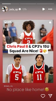 Jada Paul's Instagram story after Chris Paul II's team won their EYBL game at North Carolina - Source: Instagram_@jada_ap