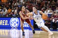 Georgia Amoore (#3) of the Kentucky Wildcats dribbles against Zya Vann (#3) of the Oklahoma Sooners in the third quarter during the quarterfinal round of the SEC women's basketball tournament at Bon Secours Wellness Arena on March 07, 2025 in Greenville, South Carolina. Photo: Getty