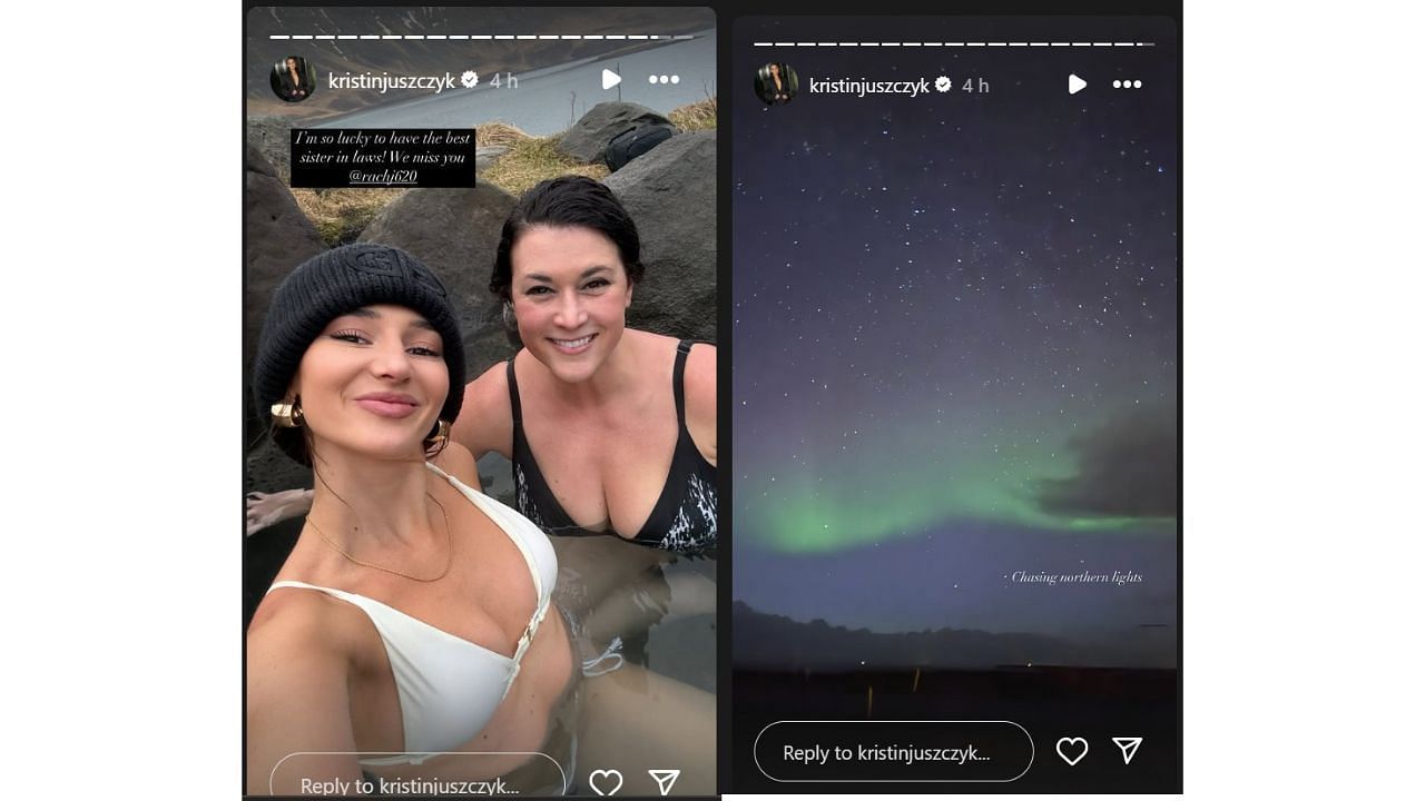 Kristin and Kyle Juszczyk enjoy hot spring and northern lights