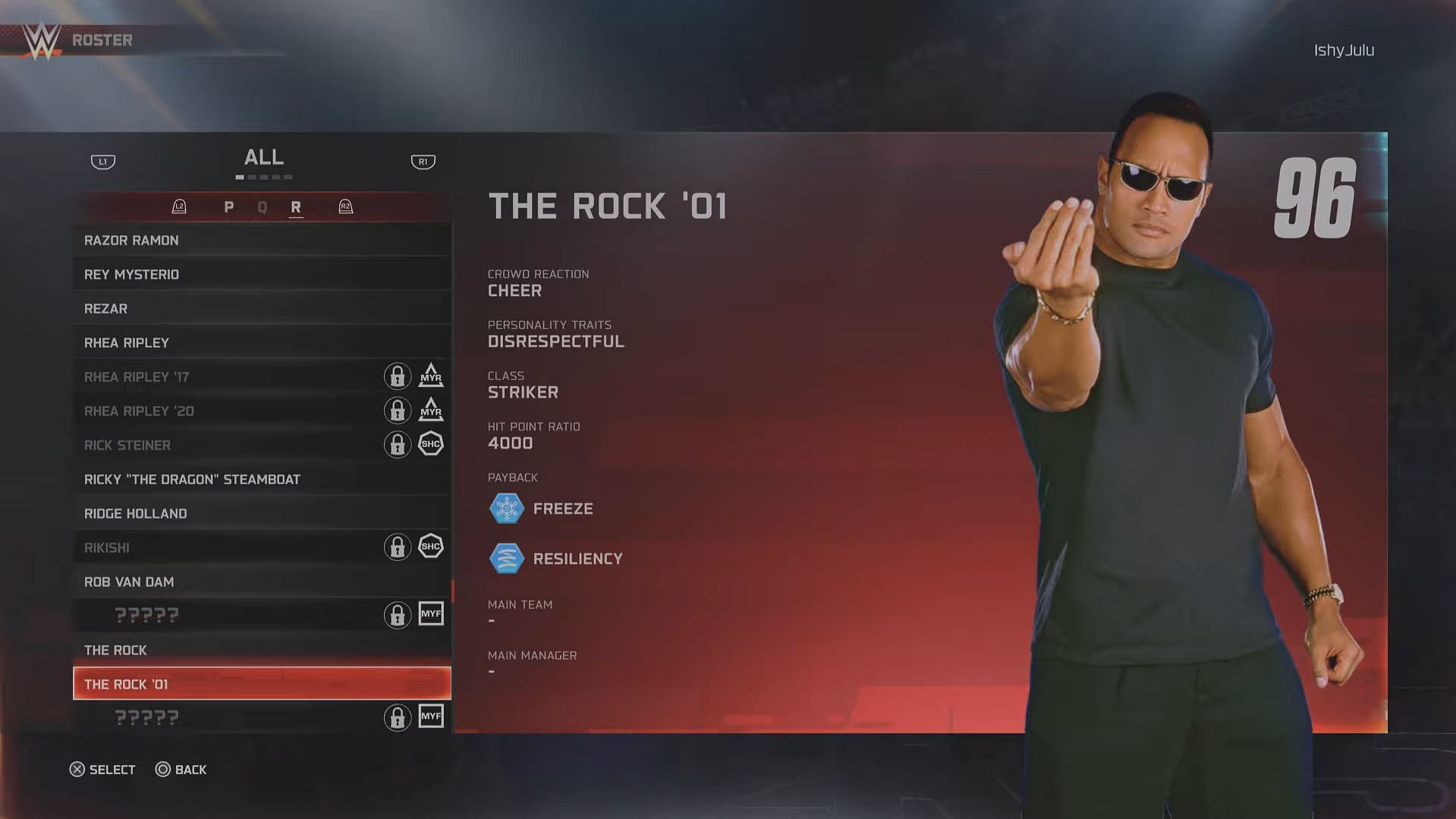 The 2001 card of The Rock (Image via 2K Games // YouTube/@BottomTier)