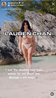 Jena Sims's Instagram story