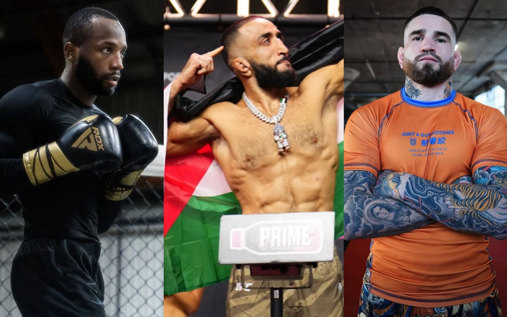 Leon Edwards (left) says the loss against Belal Muhammad (center) has fueled his motivation to prepare for Sean Brady (right). [Images courtesy: @leonedwardsmma, @bullyb170 and @seanbradymma on Instagram]