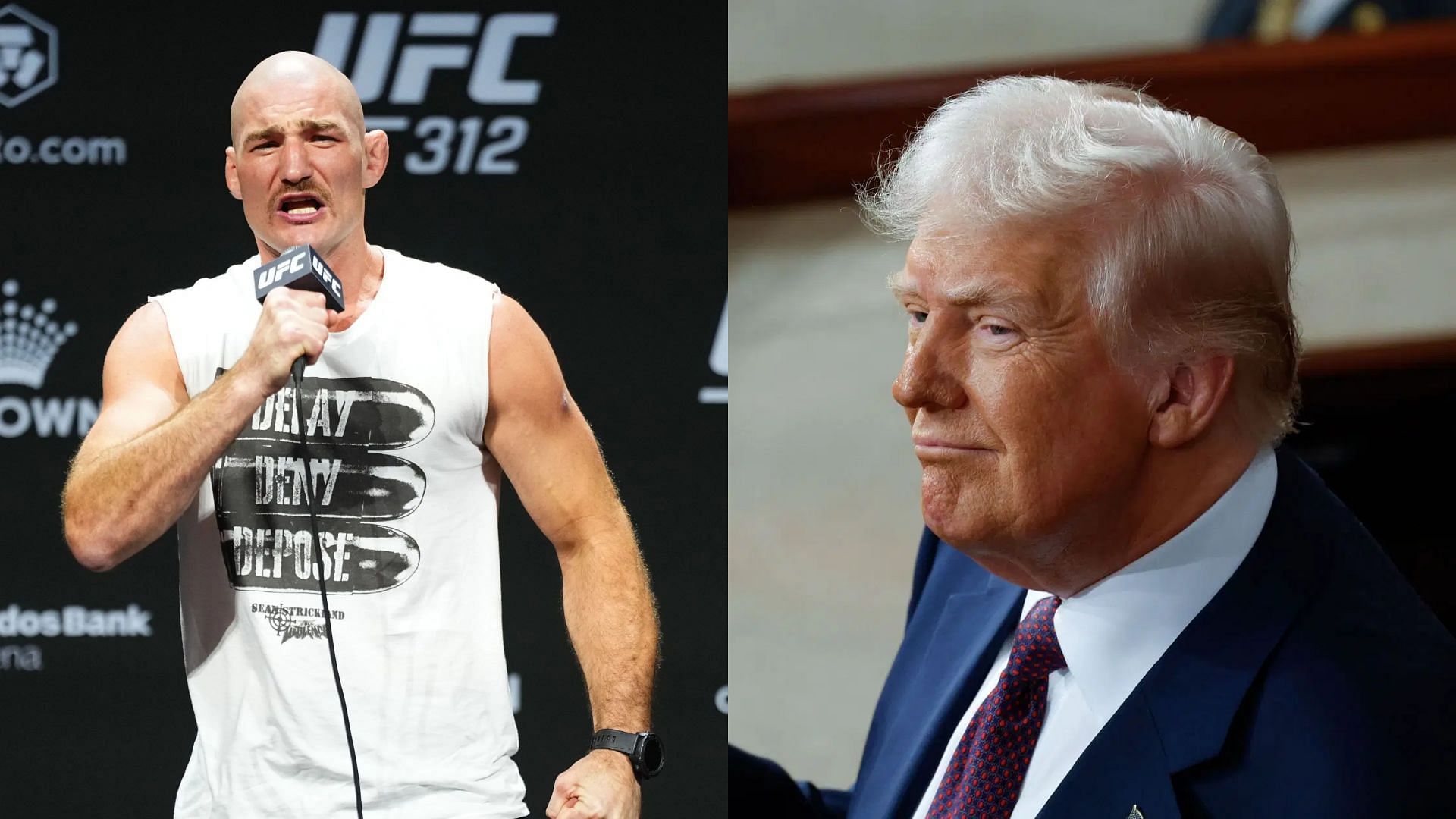 Sean Strickland (left) has reacted to the headline of Donald Trump (right) appointing 13-year-old cancer survivor as secret service agent. [Image courtesy: Getty Images]