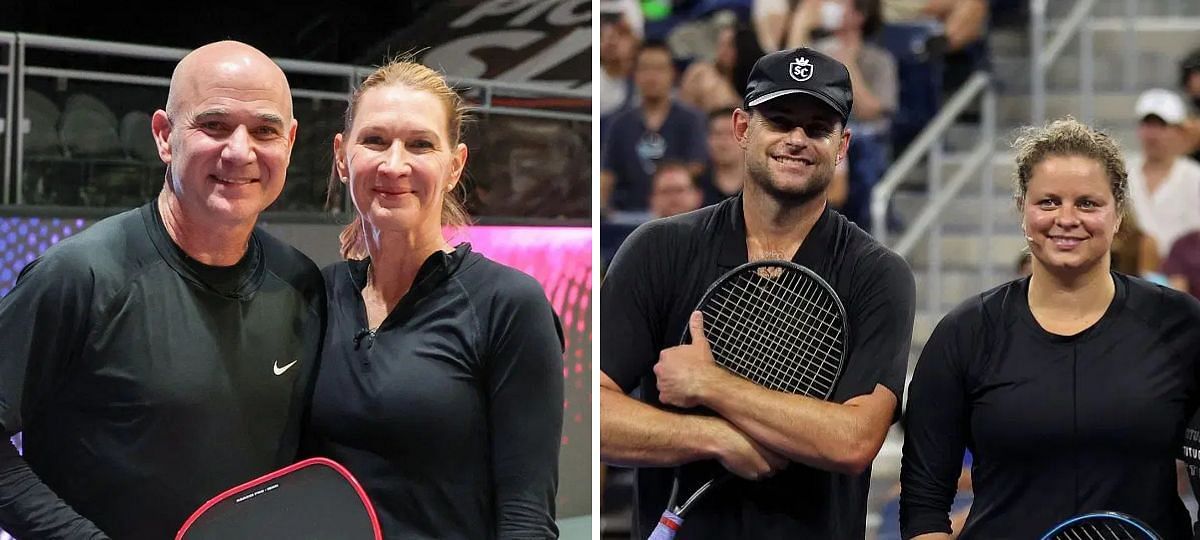 Andre Agassi and Steffi Graf (L), Andy Roddick and Kim Clijsters (R) [Image source: Getty]