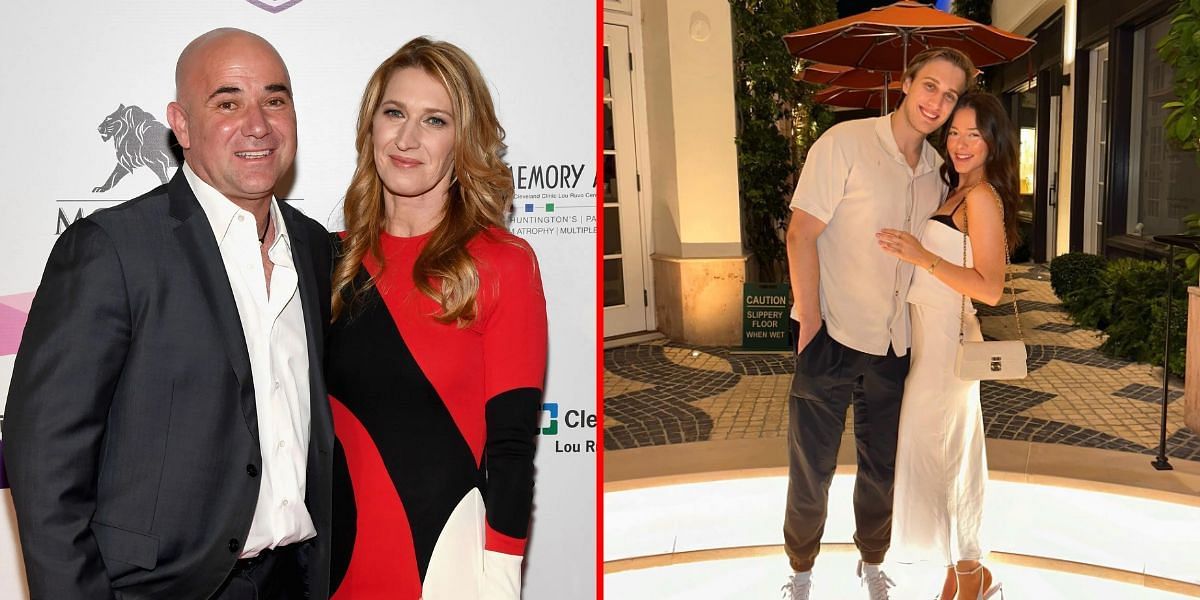 Andre Agassi and Steffi Graf (L) Jaden Agassi and Catherine Holt (R) | Getty (L) Instagram @catherinemholtt (R)