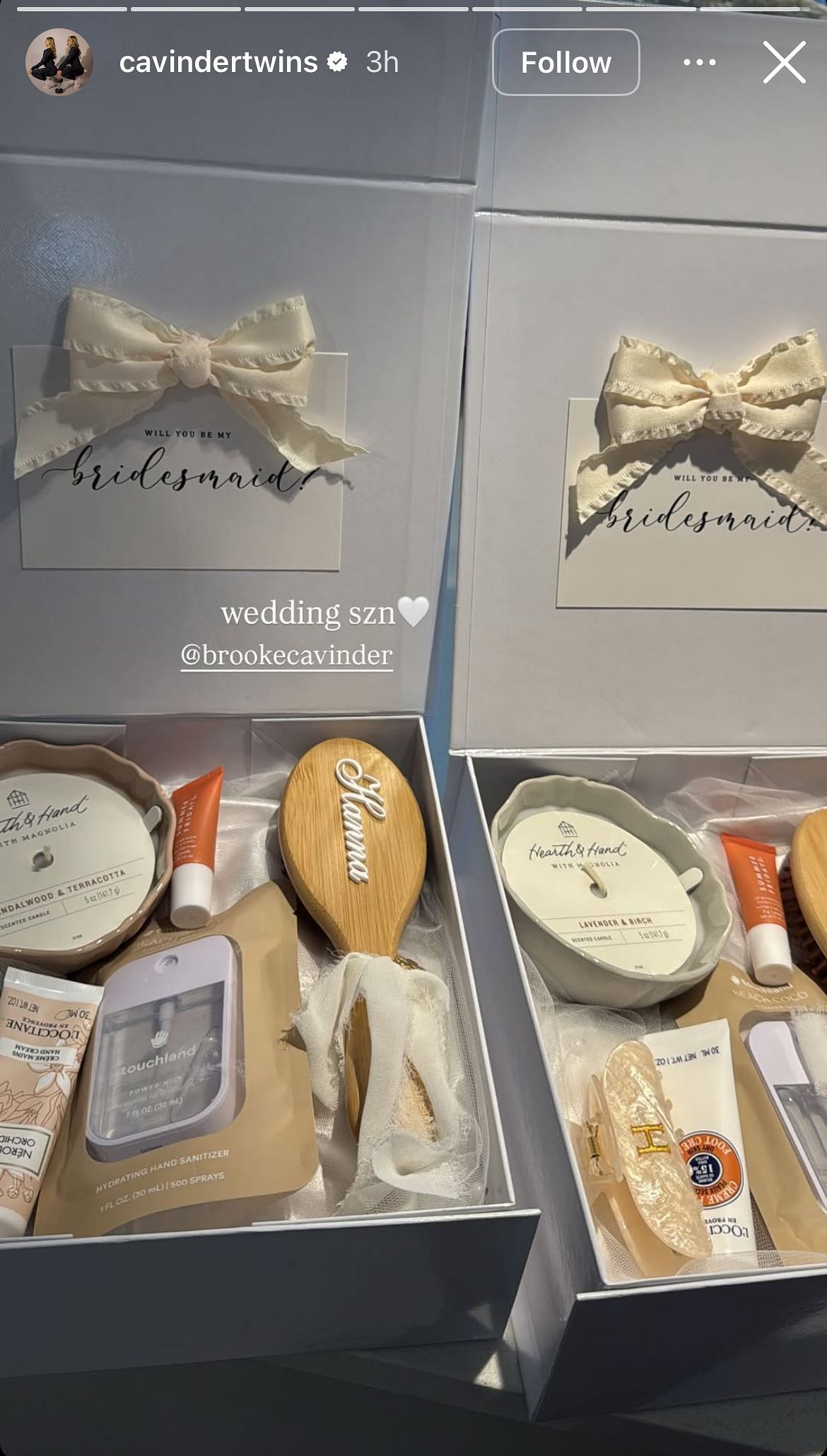 The Cavinder twins share bridesmaid proposal boxes from their sister, Brooke