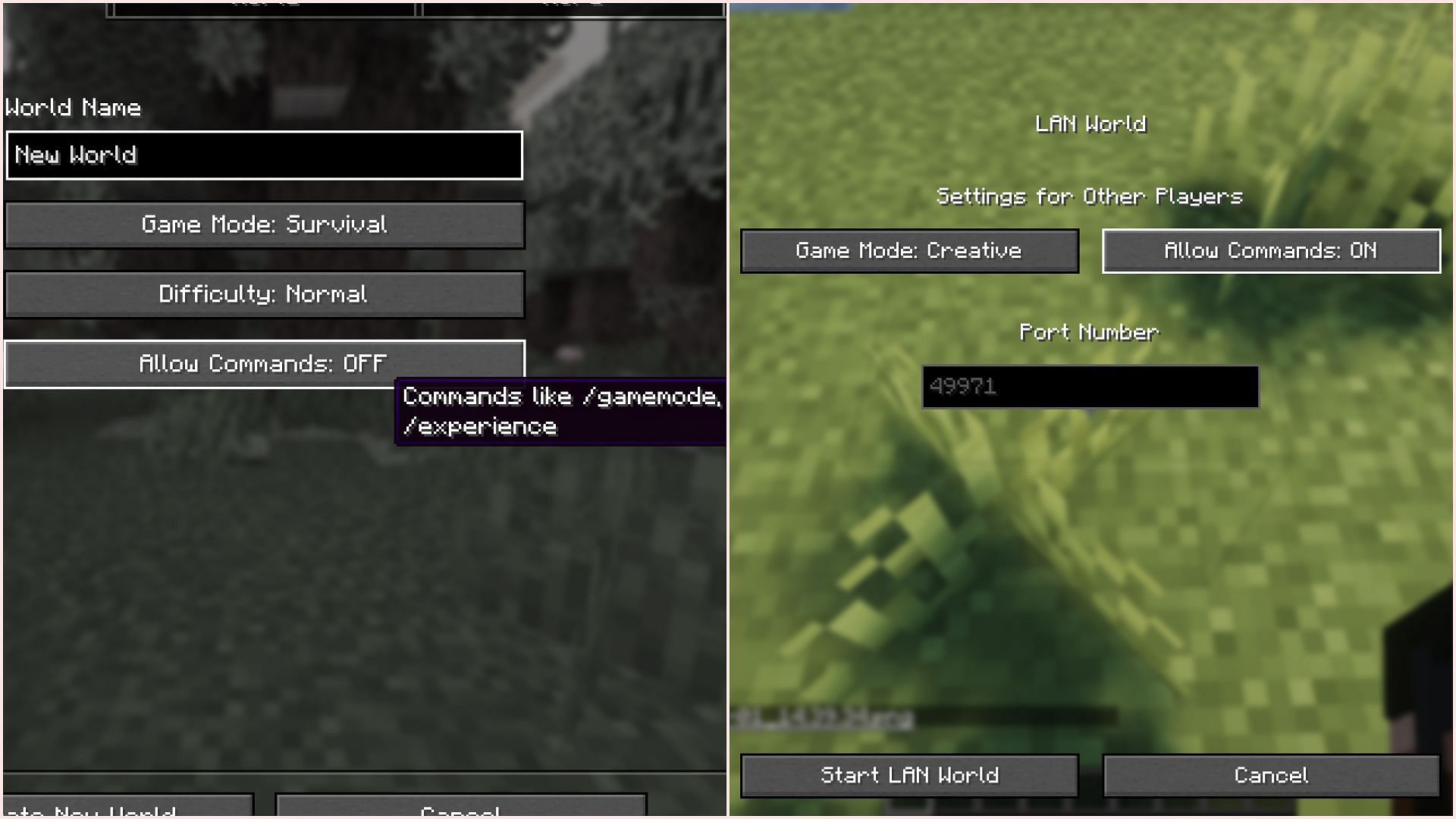 Allow commands in the world to execute the teleport command (Image via Sportskeeda Gaming/Mojang Studios)