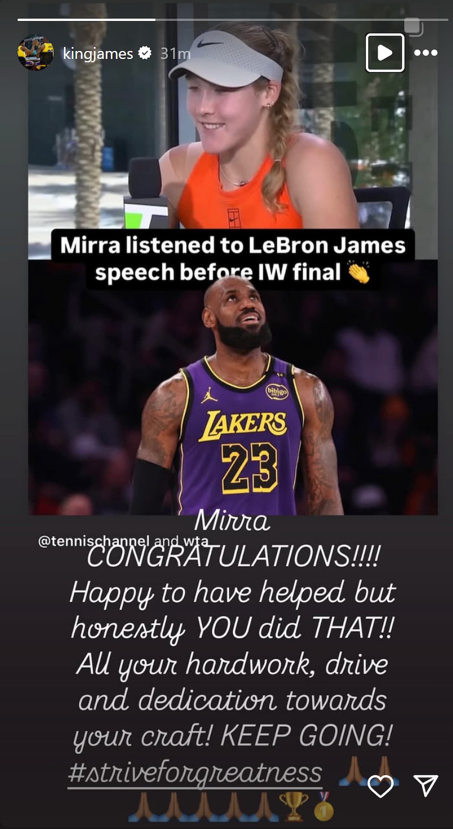 LeBron James&#039; IG story (Photo credits: kingjames/Instagram)