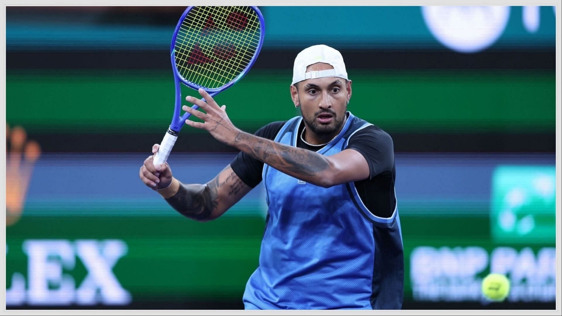 Nick Kyrgios in action at the BNP Paribas Open in Indian Wells - Image Source: Getty 