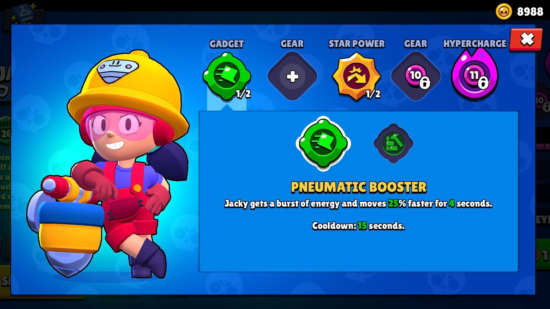 Jacky&rsquo;s required Gadget details (Image via Supercell)