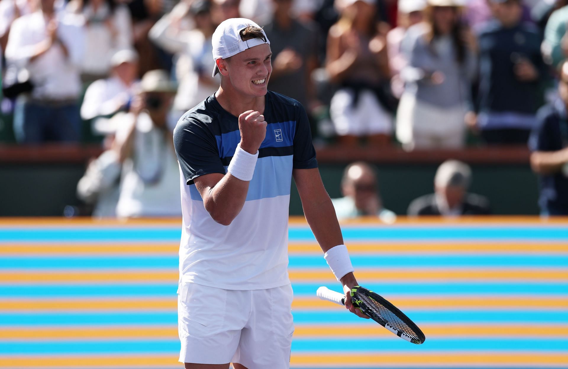 Rune celebrates a point in the BNP Paribas Open - Day 11 - Source: Getty