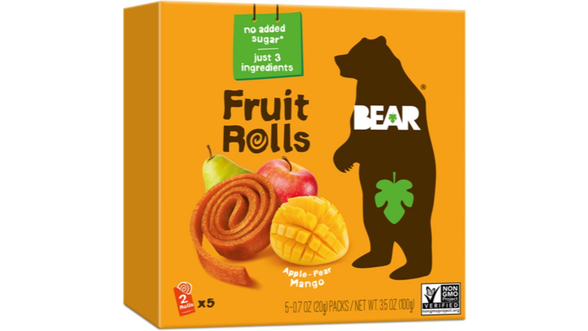 Bear Apple-Pear-Mango Fruit Rolls (Image via Bear Snacks)