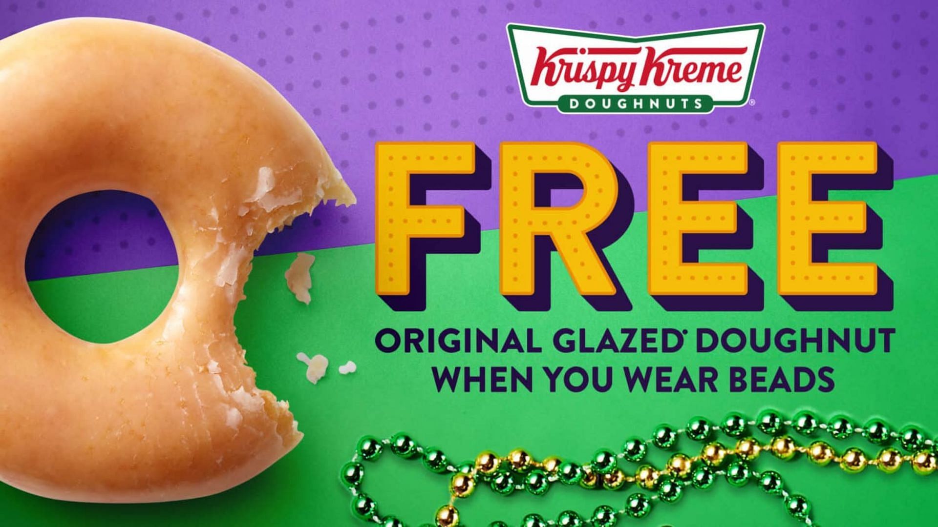 Wear beads to Krispy Kreme and get a free doughnut on March 4 (Image via Krispy Kreme)