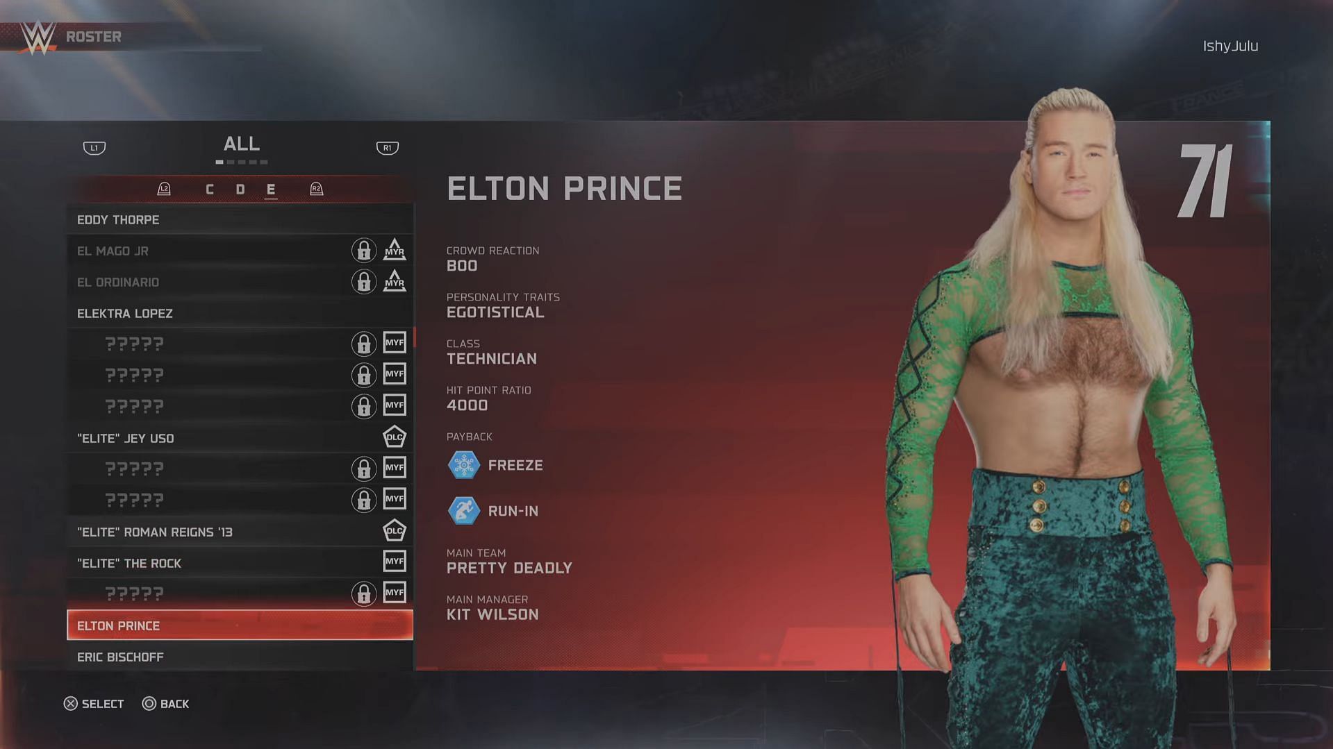 Elton Prince has a rating of 71 (Image via 2K Games || YouTube/@BottomTier)