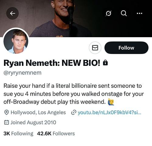 Nemeth's new bio [Credit: Ryan Nemeth's X account]