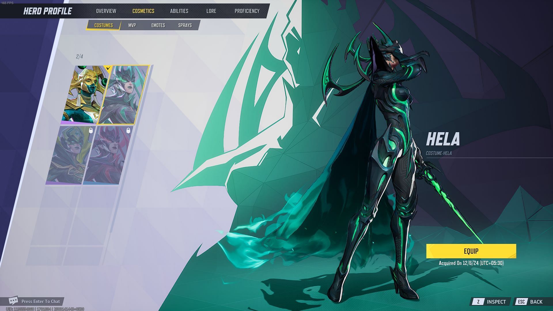 Hela default skin in Marvel Rivals (Image via NetEase Games)