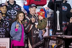 $80M-worth Kyle Busch's wife Samantha graces the White House in a chic all-blue cropped blazer, flared trouser combo