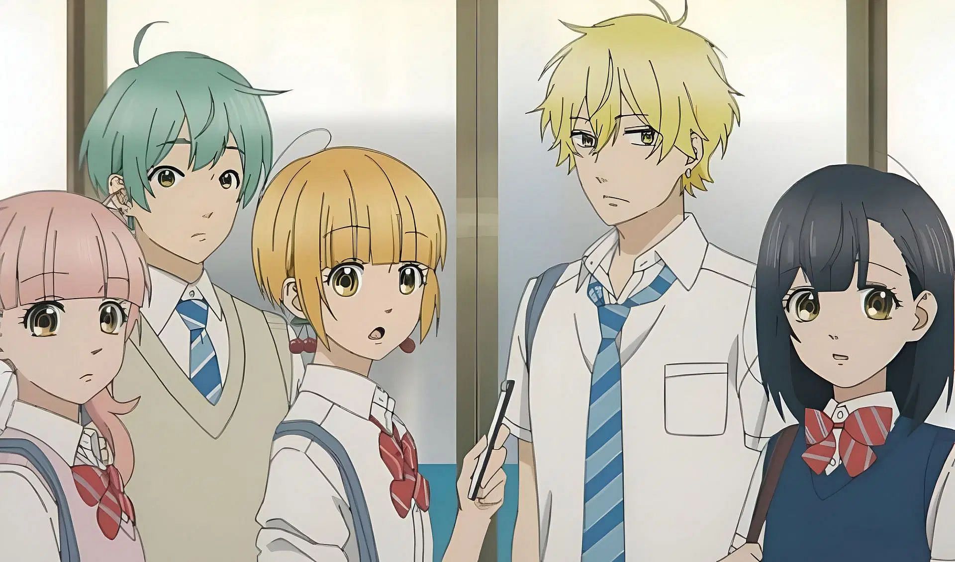 Ishimori and Kai&#039;s friends as shown in the anime (Image via J.C. Staff)