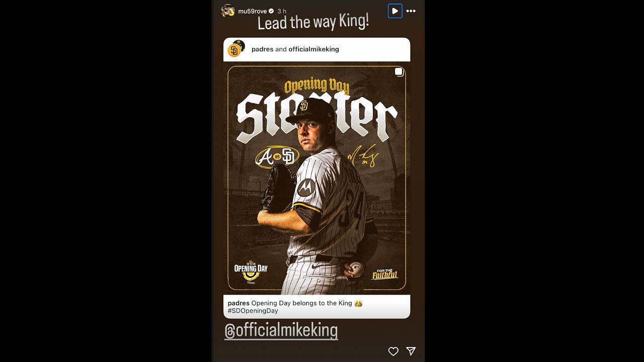 Screenshot of Joe Musgrove&#039;s Instagram Story (Image from - Instagram.com/@mu59rove IG Stories)