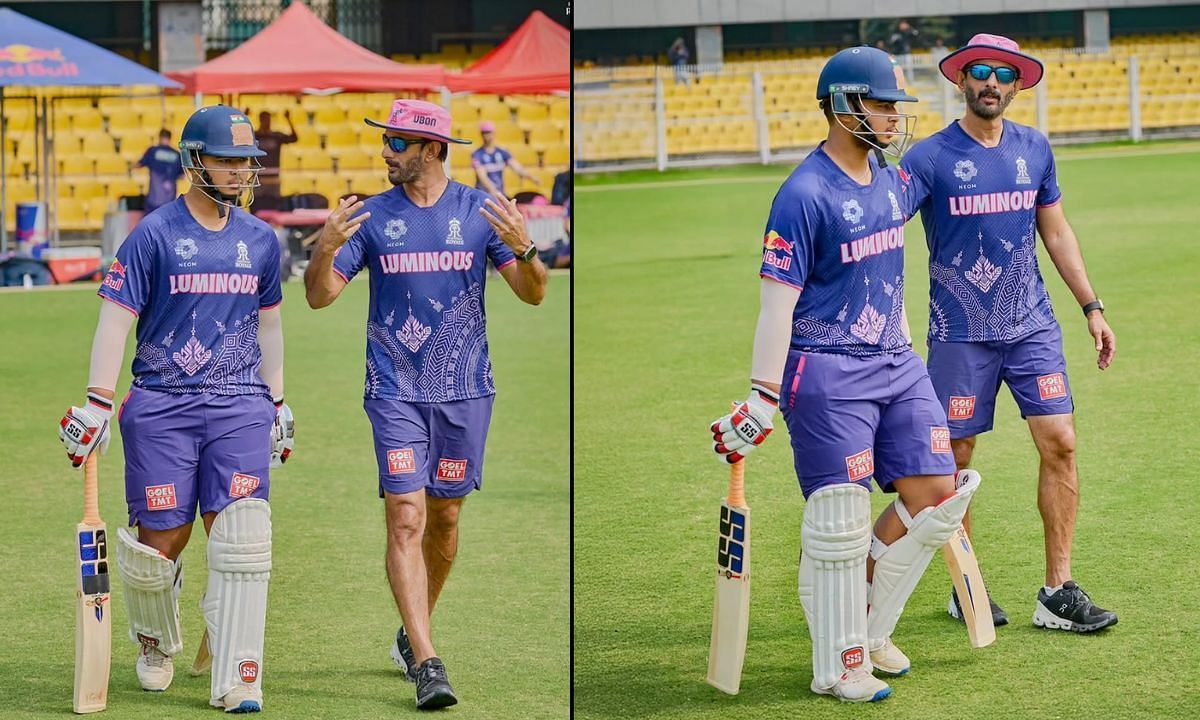 बल्लेबाजी कोच विक्रम राठौर के साथ वैभव सूर्यवंशी (Photo Credit: Instagram/rajasthanroyals)