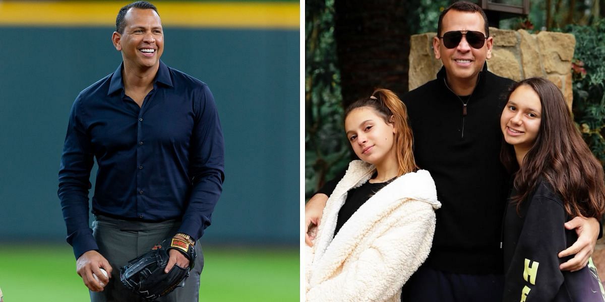 Alex Rodriguez with his daughters. (Source: Getty/Instagram-@arod)