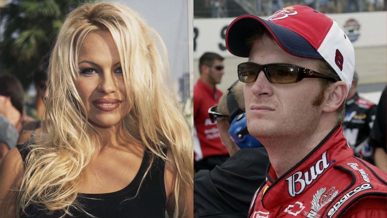 Pamela Anderson and Dale Earnhardt Jr. (Left Image via Getty, Right Image via Imagn)