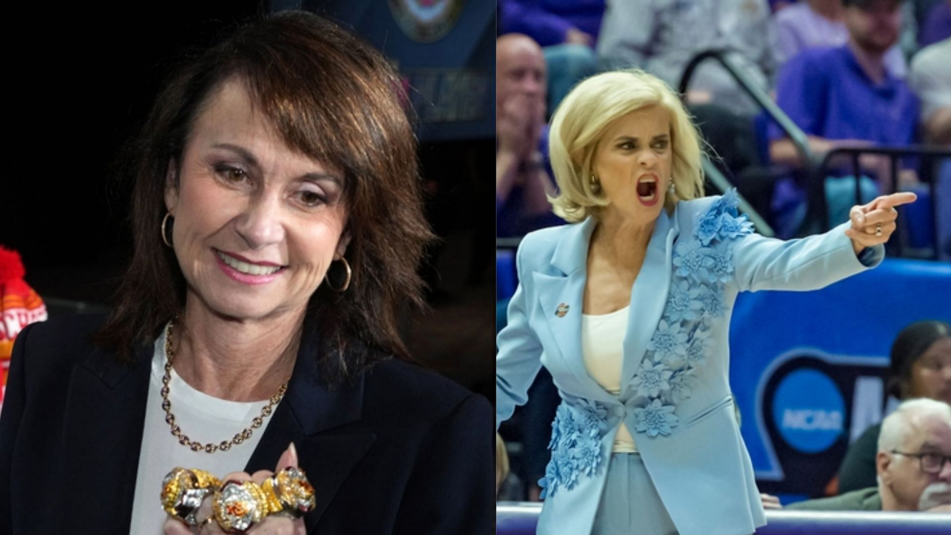 Louisiana Attorney-General Liz Murrilll (left) and LSU coach Kim Mulkey (right) (Image Sourcel IMAGN)