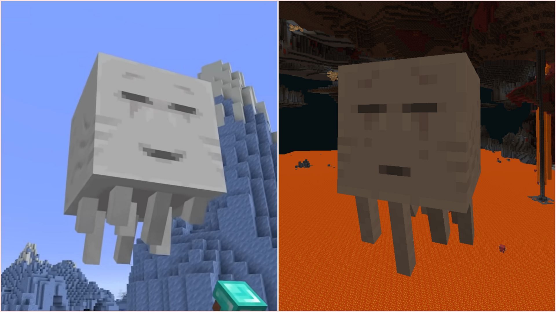 New ghast variants and features might hint towards a surprising and sad origin story of the creature. (Image via YouTube/Minecraft || Mojang Studios)