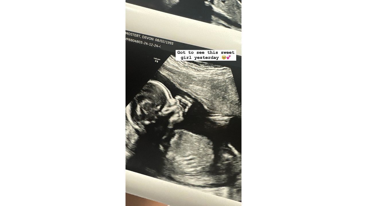 Devon Mosntert IG status declaring her pregnancy