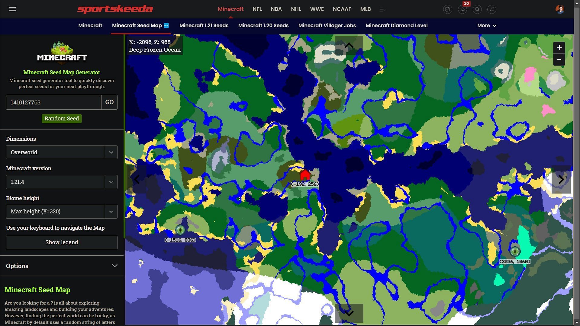 Seeds can be found on the web or through seed map tools (Image via Sportskeeda Gaming)