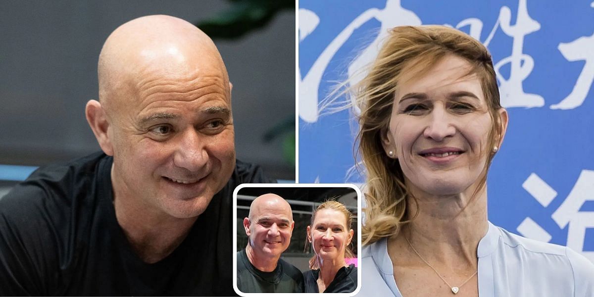 Andre Agassi (left), Steffi Graf (right), Andre Agassi and Steffi Graf (bottom center), Sources: Getty